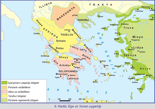 9.Harita-Ege ve Yunan Uygarlığı