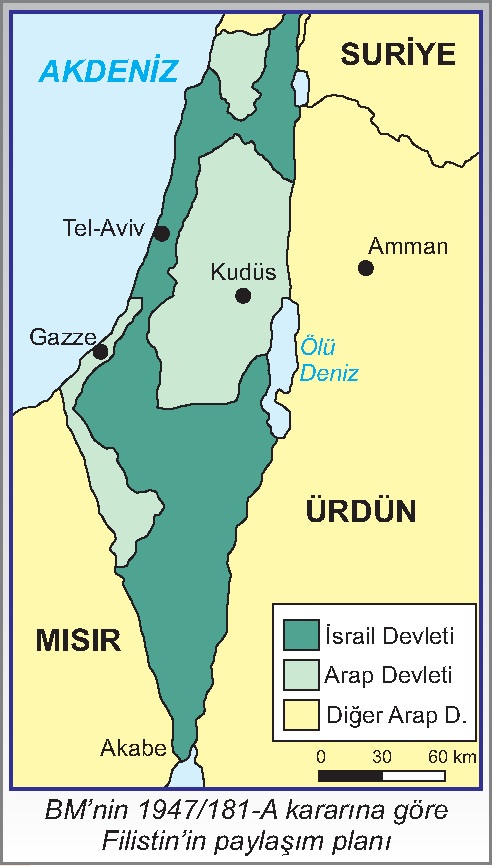 BM'nin 1947-181-A kararına göre Filistin'in paylaşım planı