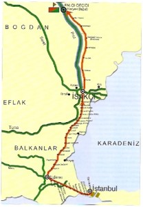 Harita No- 1. Prut Seferi’nde Osmanlı ordusunun sefer yürüyüş güzergahı ve menziller.